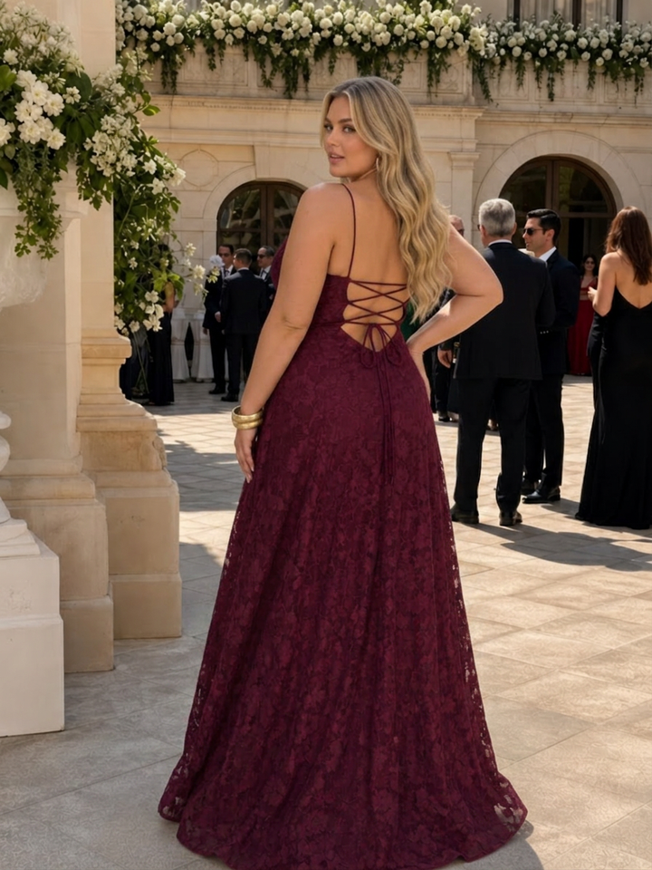 Noa | Spaghetti Strap Full Lace Maxi Dress
