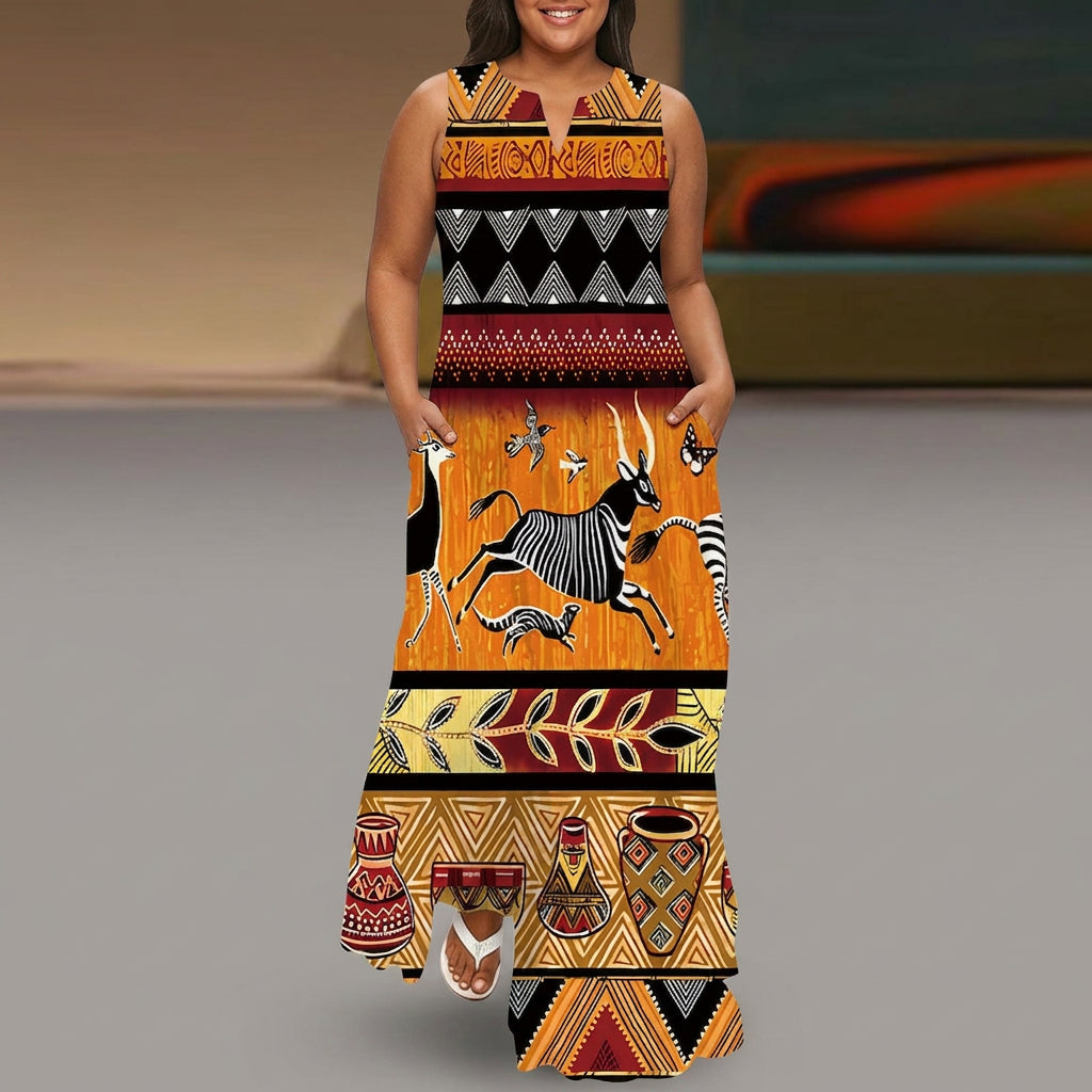 Layla | V-Neck Sleeveless Safari Maxi Dress