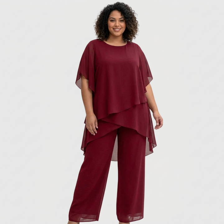 Isolde | Suit with draped palazzo pants