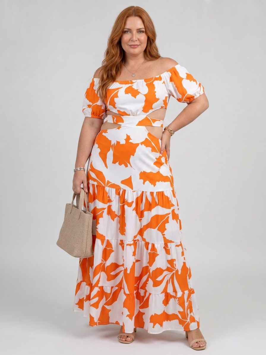 Cassia | Off Shoulder Cutout Waist Maxi Dress