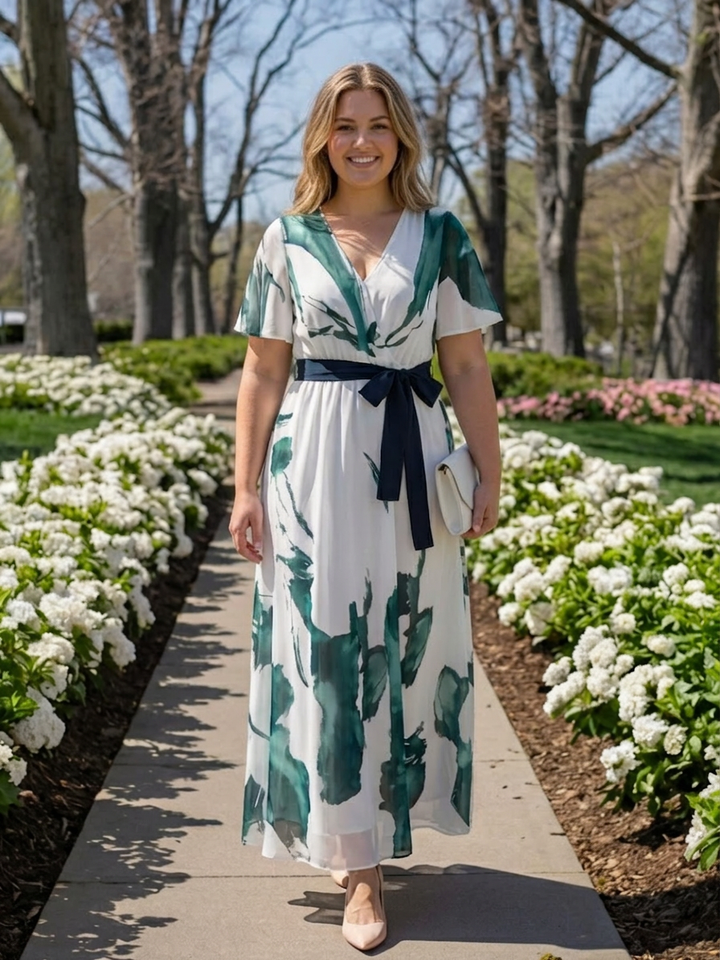 Livia | Flutter Sleeve Belted Maxi Dress