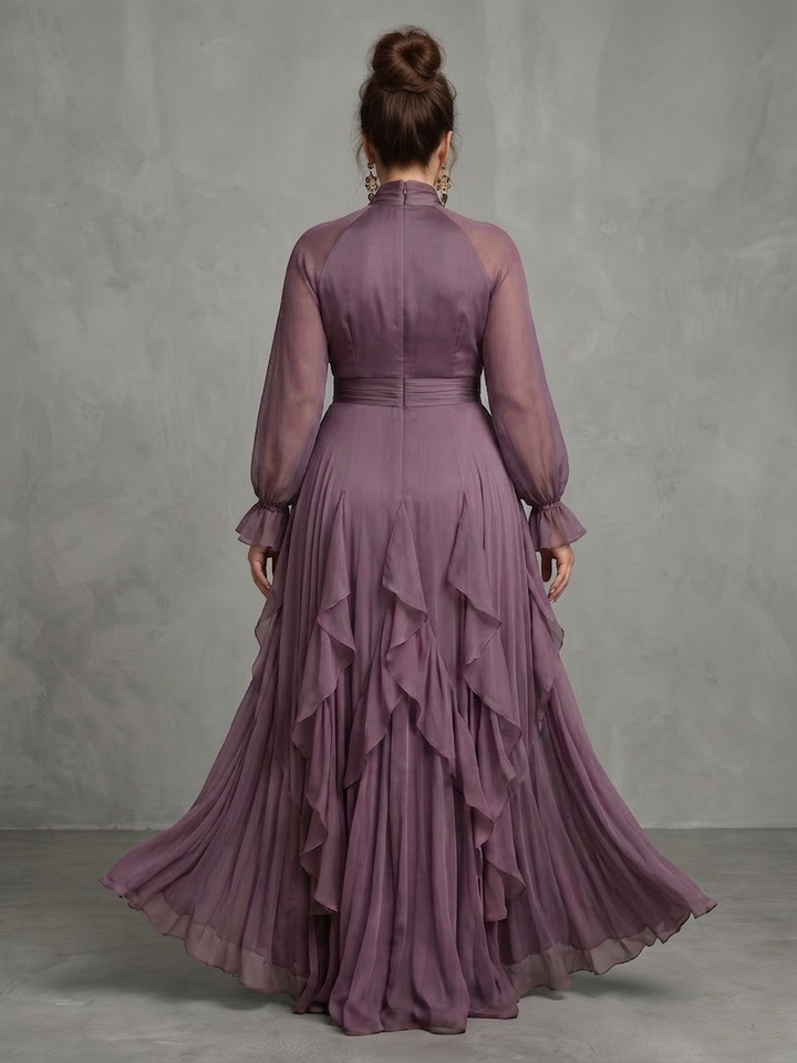 Adeline | Tie Neck Ruffle Tiered Maxi Dress