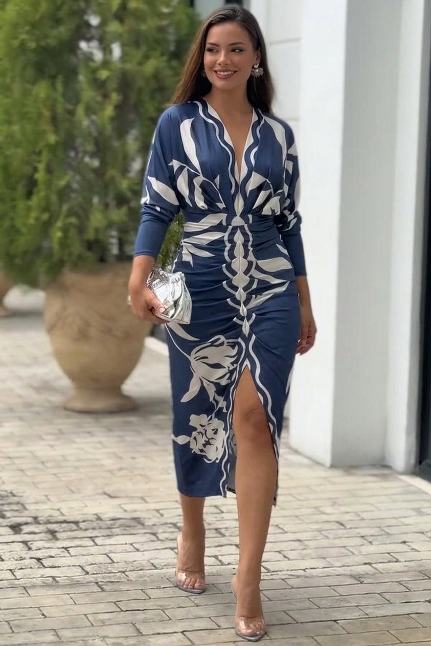 Signy | Sun Escape Unique Print Dolman Midi Dress