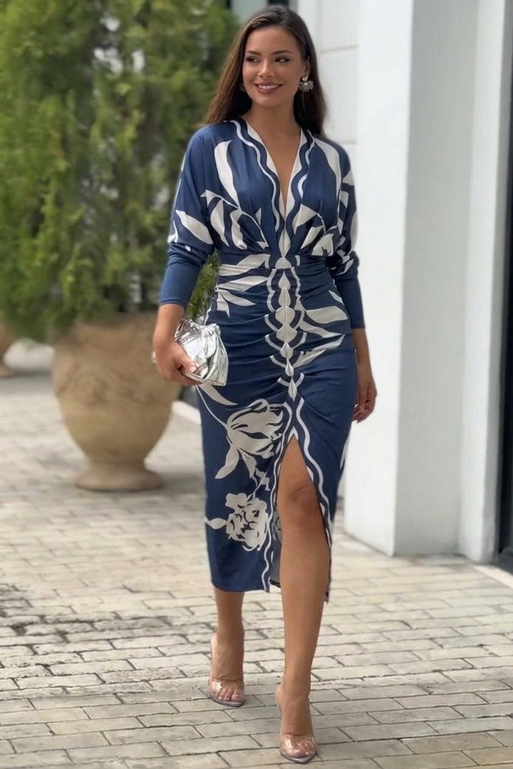 Signy | Sun Escape Unique Print Dolman Midi Dress