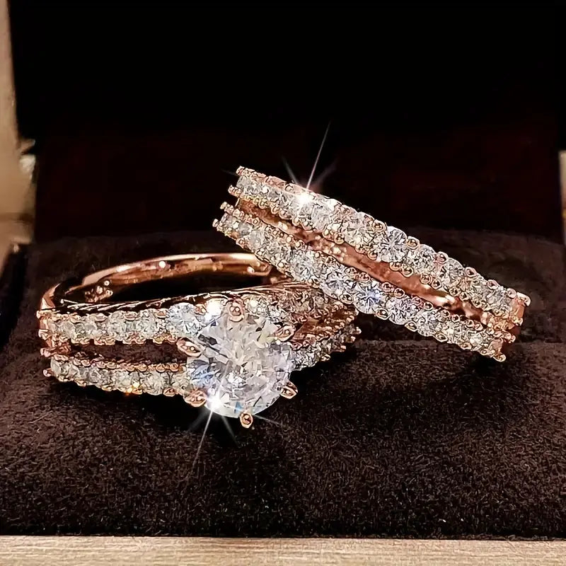 Celestine Radiance Ring Set | Gold