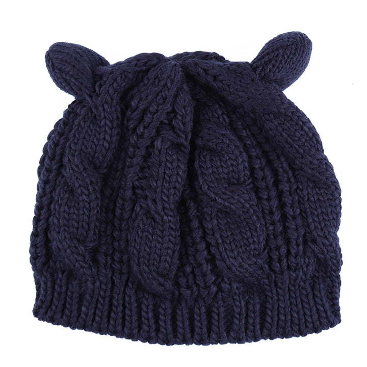 Hand-Knit Cat Ear Beanie, Cute and Warm Winter Hat