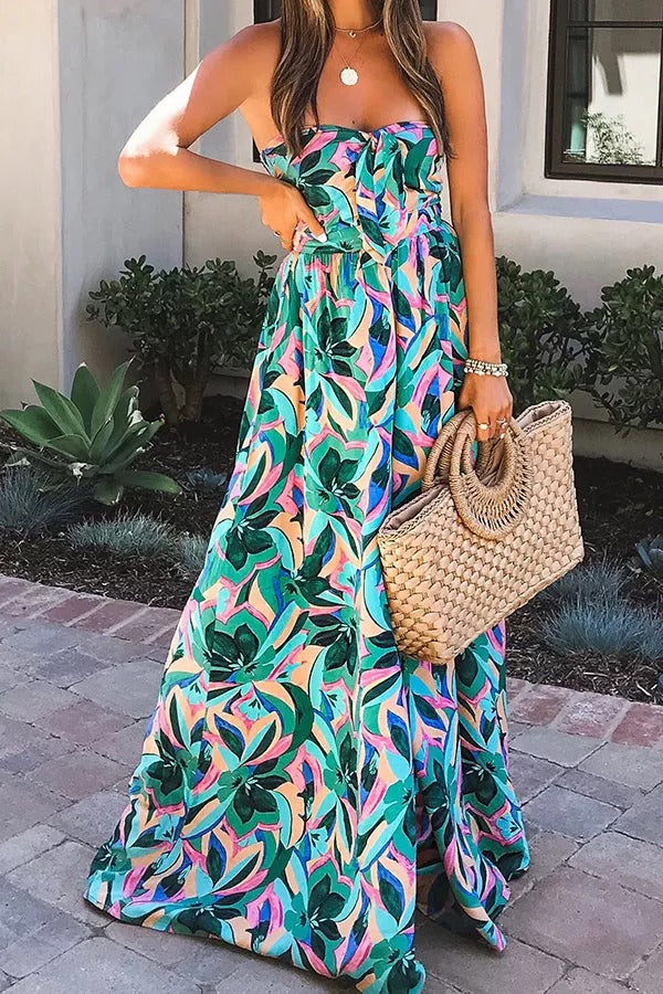Calla - Paradise Calling Tropical Print Off Shoulder Jumpsuit