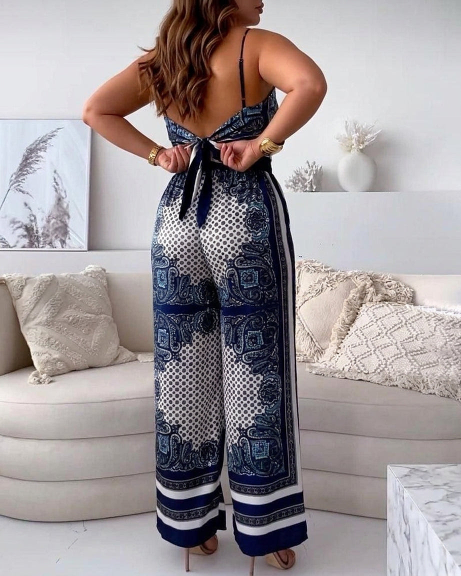 Wren | Vacation Ready Stylish Lace-Up Vest &amp; Pants Two-Piece Set Dress