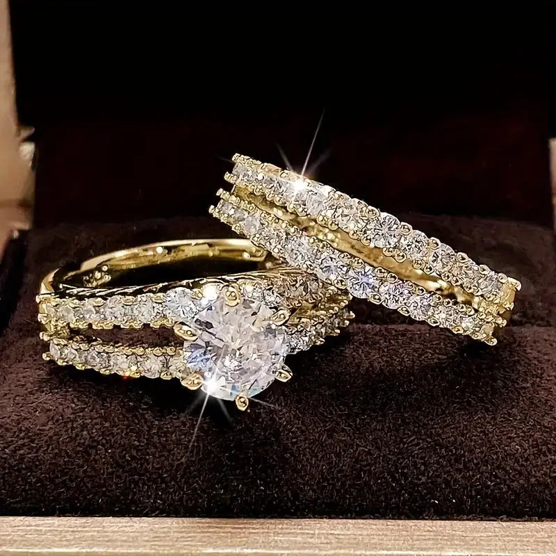 Celestine Radiance Ring Set | Gold
