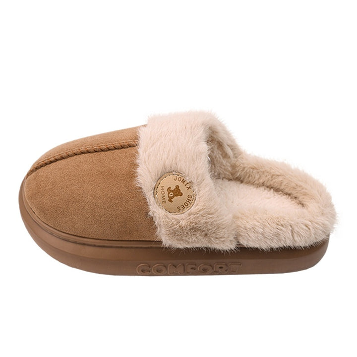 Plush Fleece Slippers for Women and Men, Thick Sole