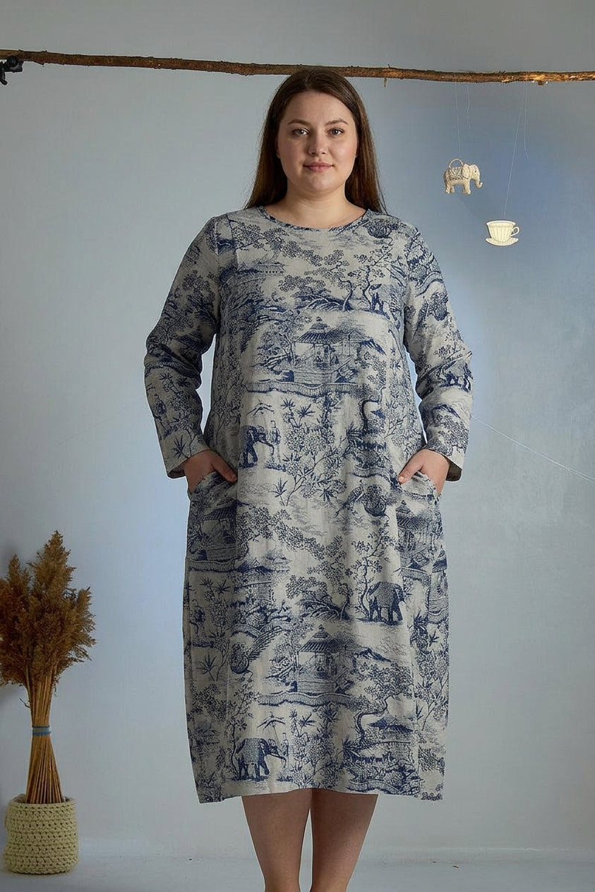 Odette - Porcelain Print Dress