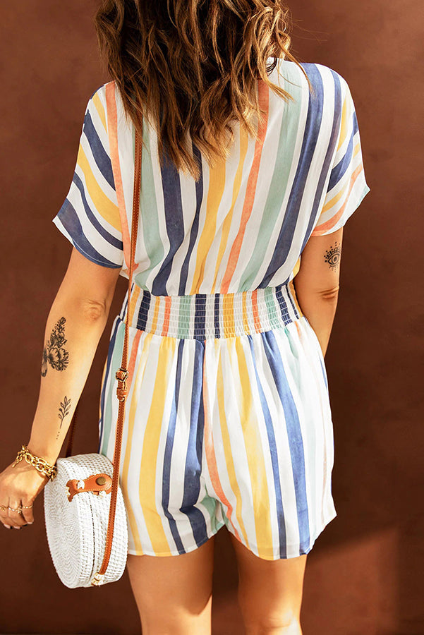 Perdita - Love for A Lifetime Striped Button Romper
