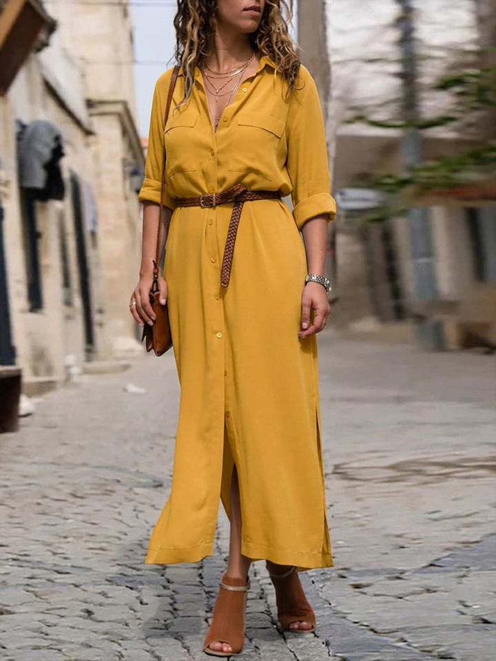 Lark Long Sleeve Belted Dress: Elegant Feminine Silhouette