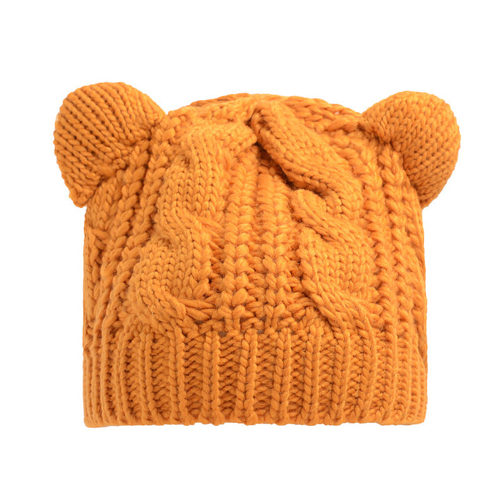 Hand-Knit Cat Ear Beanie, Cute and Warm Winter Hat