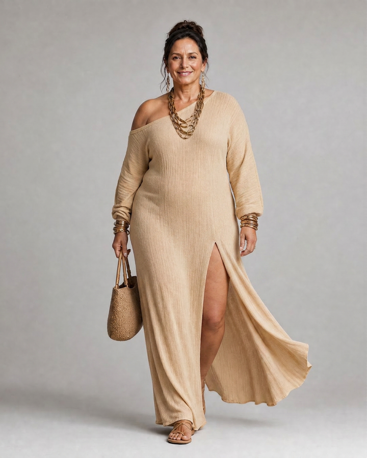 Magnolia | One Shoulder Side Slit Flowing Midi Dress