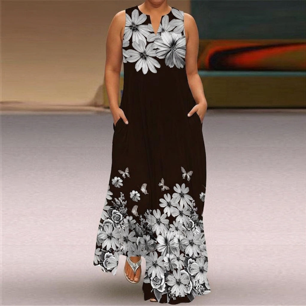 Beatrix Fleur | V-Neck Sleeveless Floral Maxi Dress