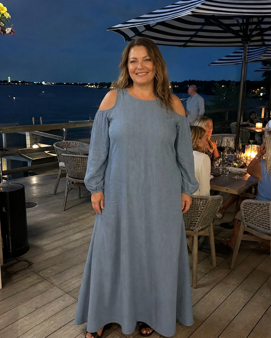 Bria | Cold Shoulder Balloon Sleeve Relaxed Maxi Dress
