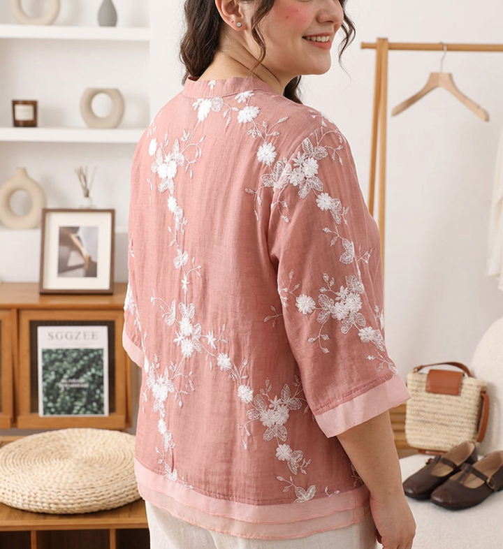 Daria - Pure Cotton Embroidered Shirt