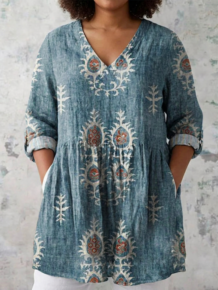 Ila | Long Blouse with V-Neck