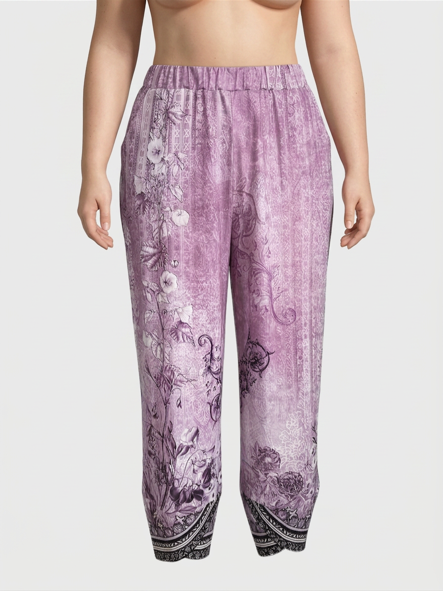 Olwen | Vintage Floral Capri Pant With Elastic Waist