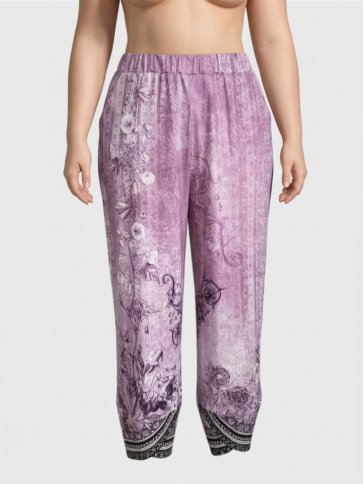 Olwen | Vintage Floral Capri Pant With Elastic Waist
