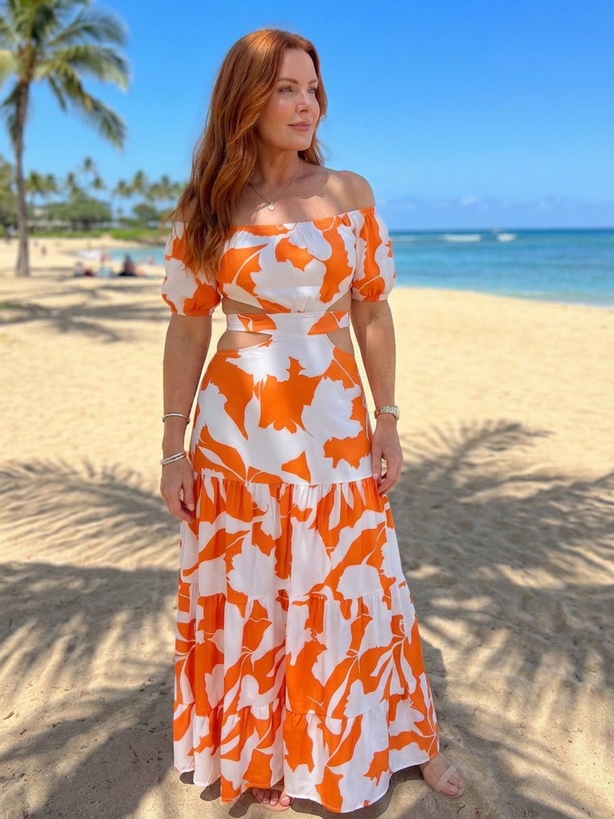 Cassia | Off Shoulder Cutout Waist Maxi Dress