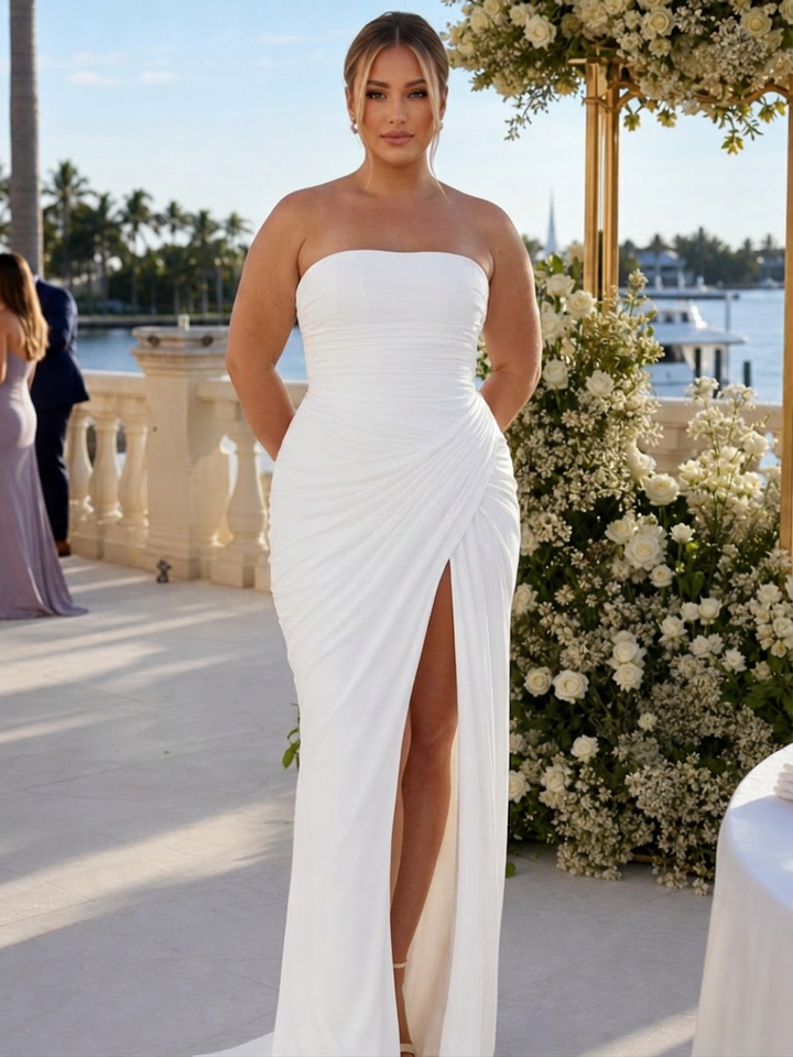 Keiko | Strapless High Side Slit Maxi Dress