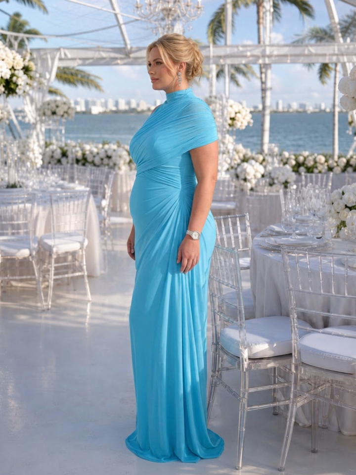 Etta | One Shoulder Draped Bodice Maxi Dress