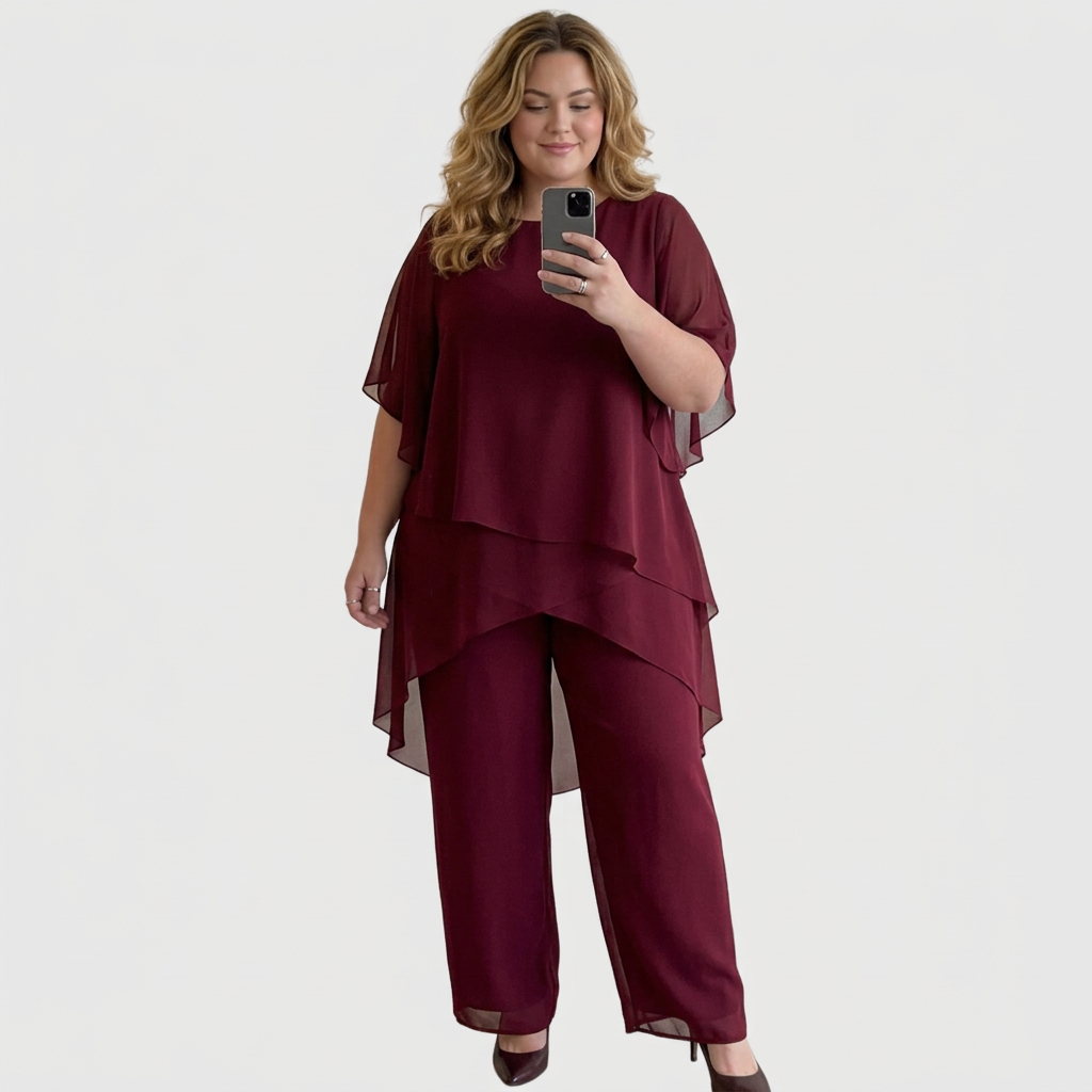 Isolde | Suit with draped palazzo pants