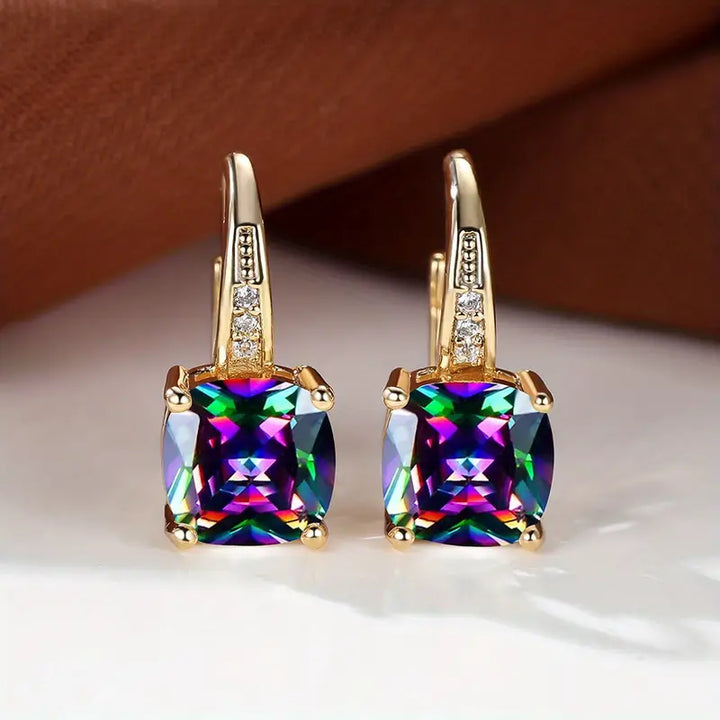 Amity Stone Hoop Earrings | Gold