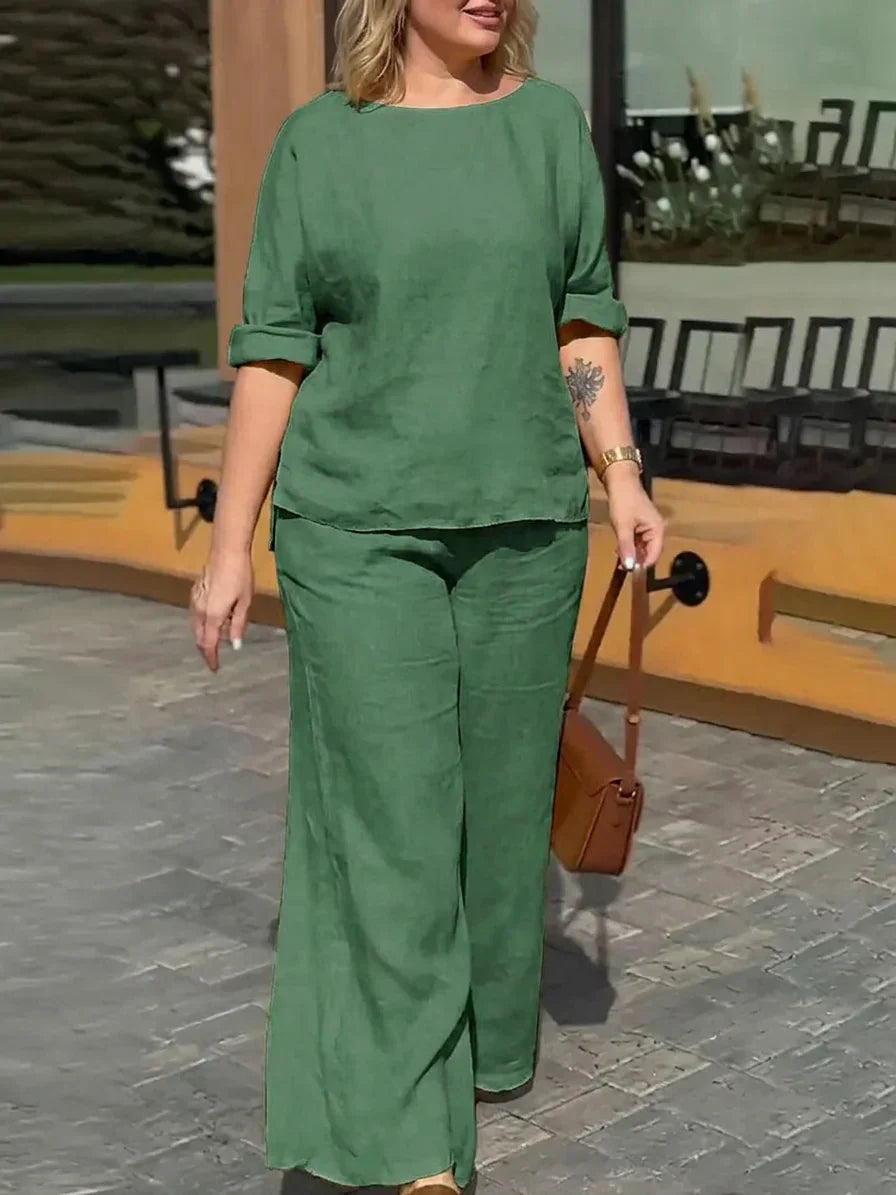 Saoirse - Women Round Neck Long Sleeve Pants Set