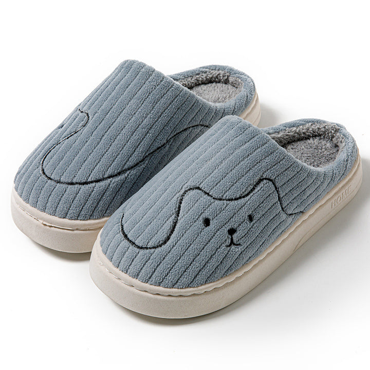 Striped Cat Plush Slippers, Non-Slip Winter House Shoes
