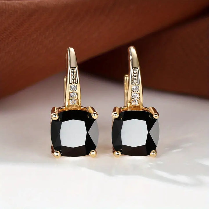 Amity Stone Hoop Earrings | Gold
