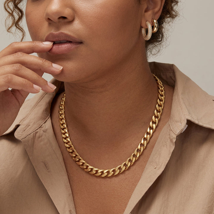 Genevieve Cuban Link Necklace | Gold