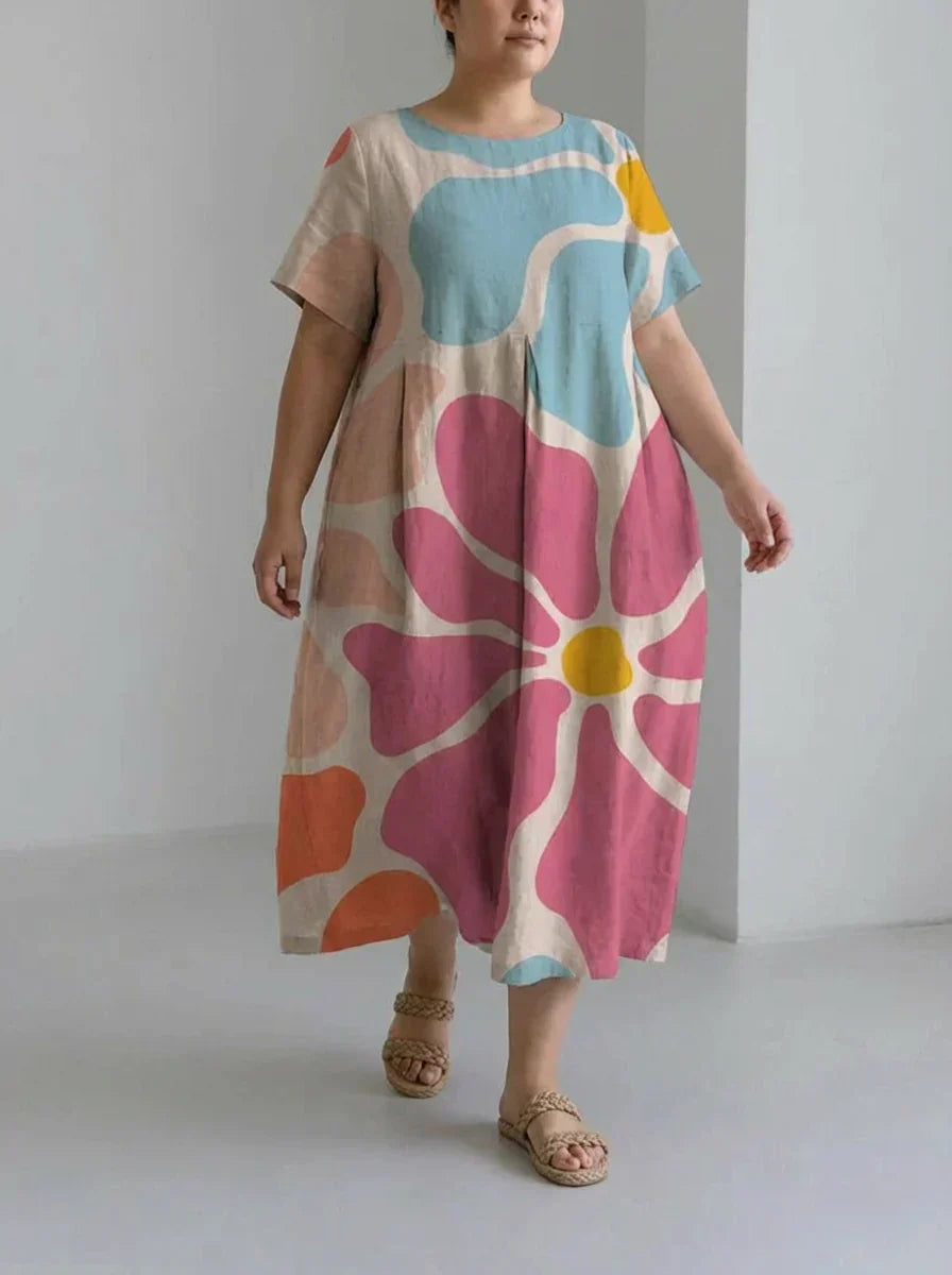 Wren | Spring and Summer Casual Loose Round Neck Floral Skirt Dress