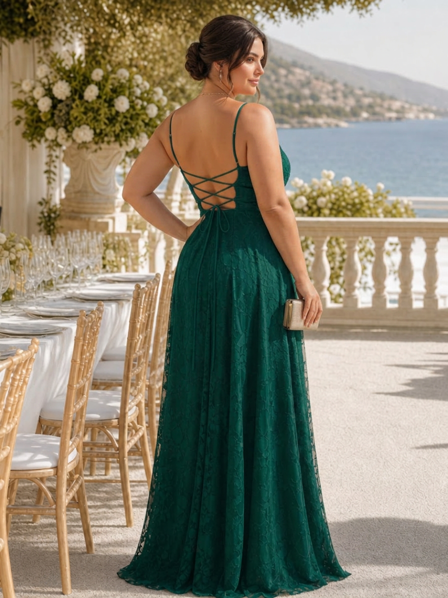 Noa | Spaghetti Strap Full Lace Maxi Dress