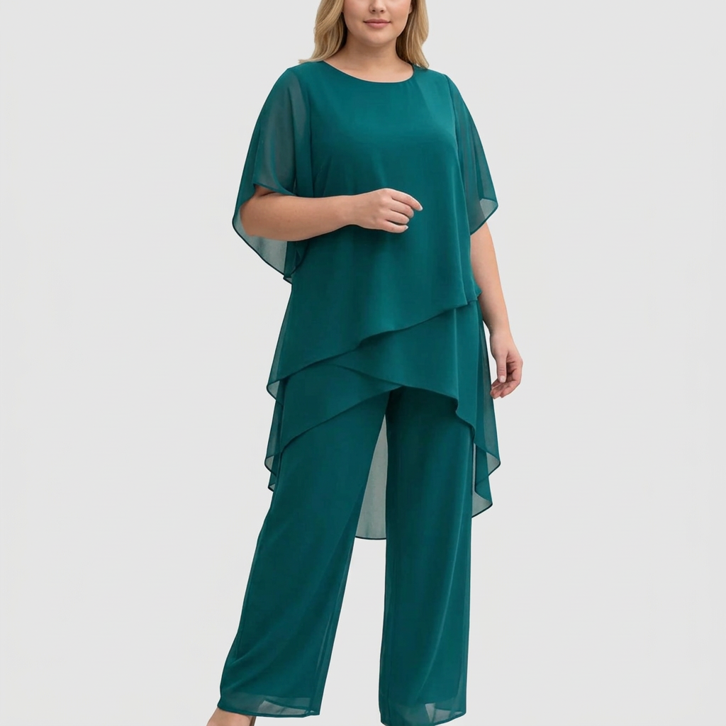 Isolde | Suit with draped palazzo pants