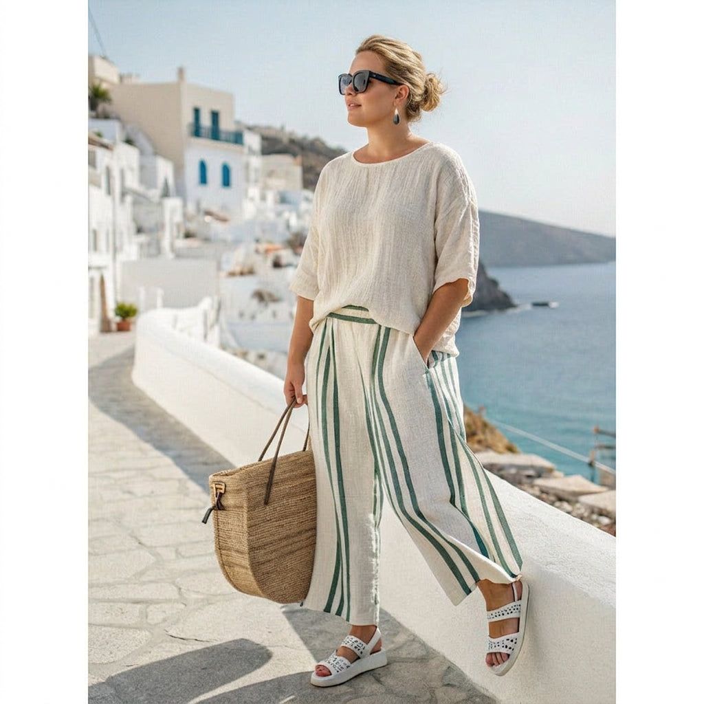 Salma | Emerald Stripe Coastal Set