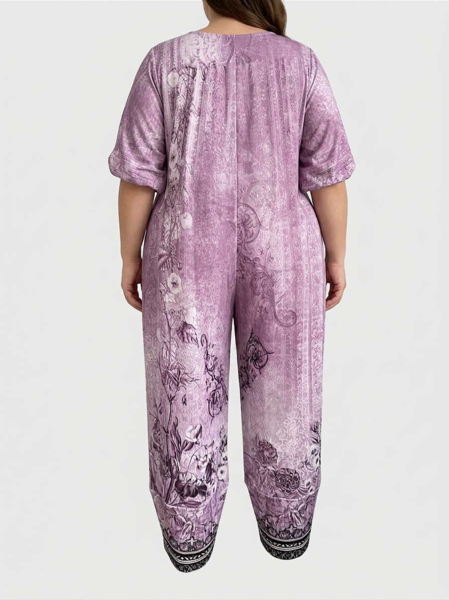 Olwen | Vintage Floral Capri Pant With Elastic Waist