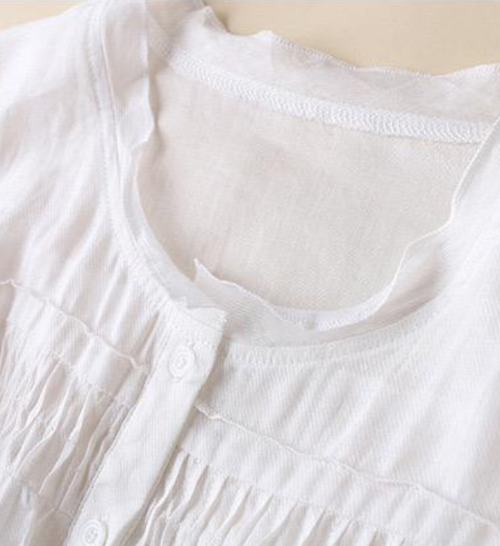 Rhian - Pure Cotton Shirt With Pleat Work
