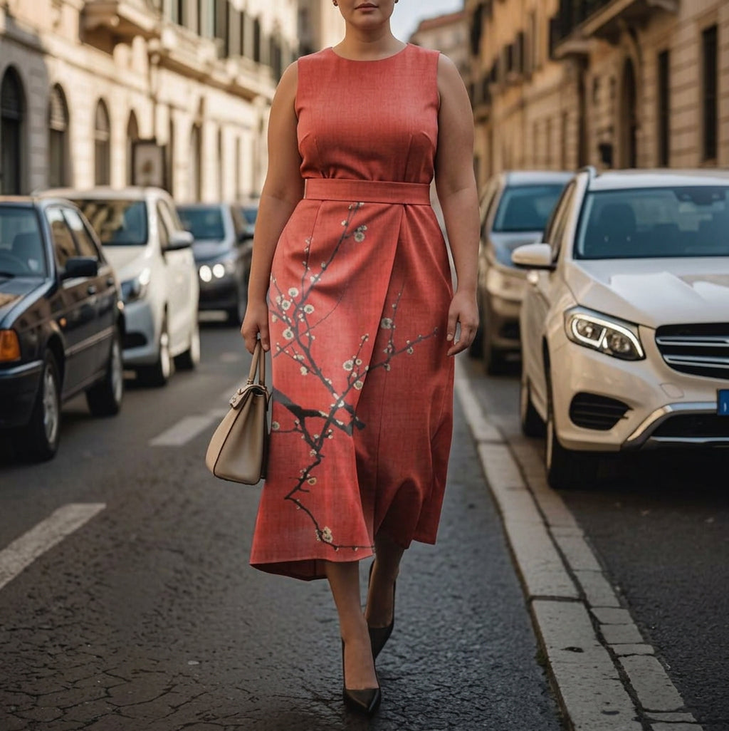Amina | Blossom Ember Midi Dress