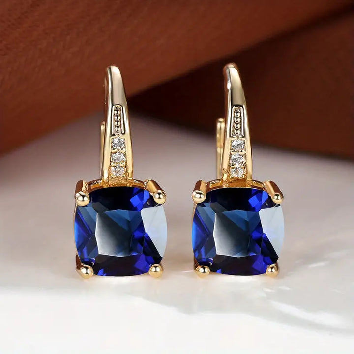 Kaia Sapphire Stone Hoop Earrings | Gold
