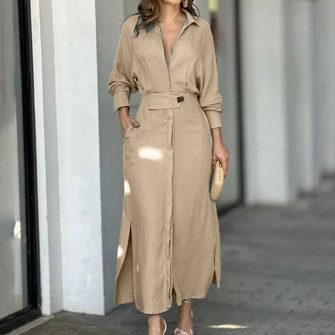 Wynne V-Neck Slim Dress: Elegant Sky Blue Statement