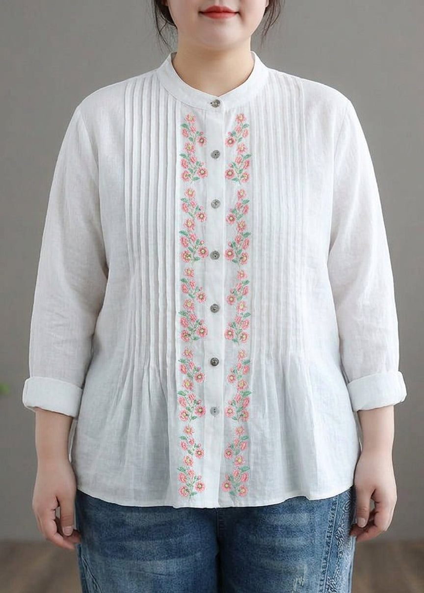 Cosima - Organic White Linen Shirt Tunics Women Ramie Blouse