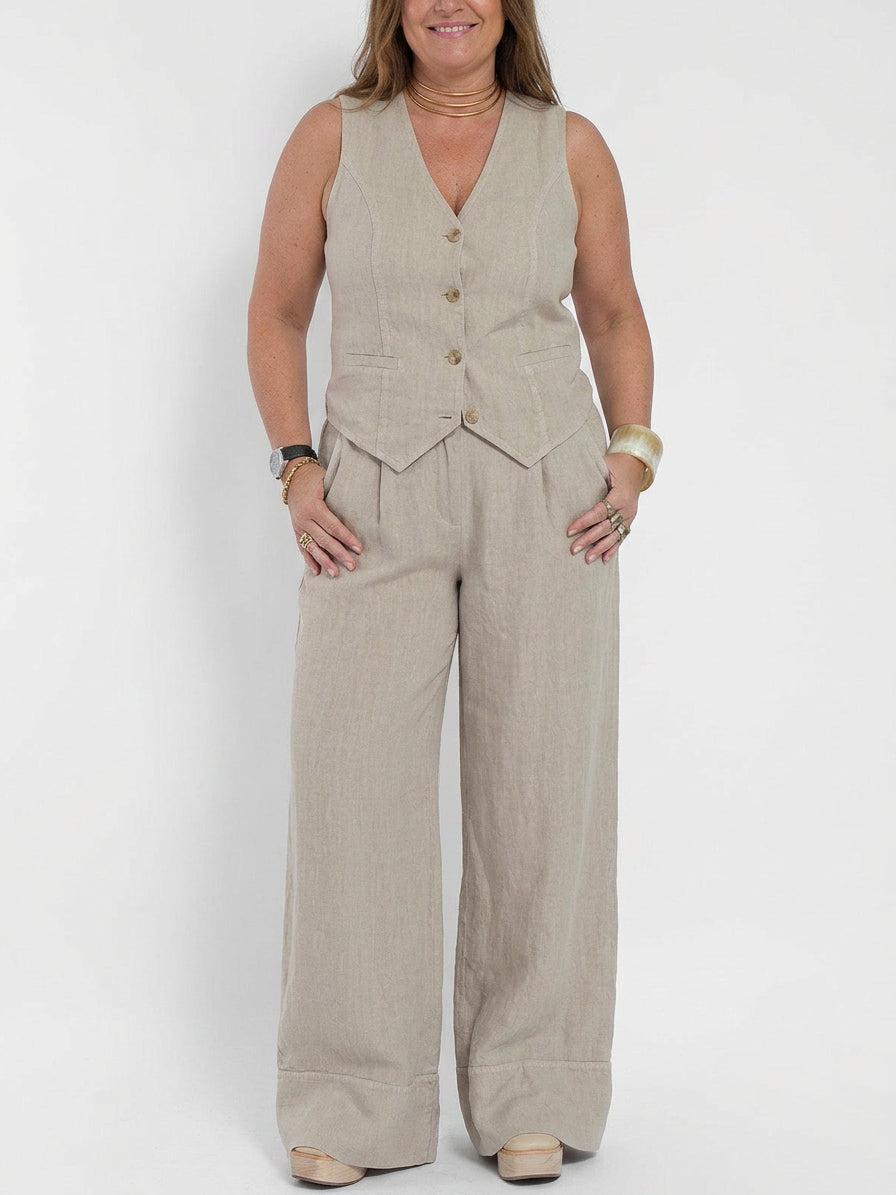 Seraphina – Co-ord Set Elegant Two-Piece With Waistcoat &amp; Pants Wide-Leg