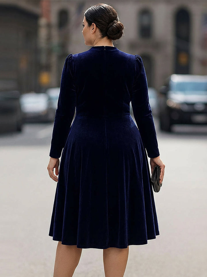 Fern | Navy Blue Long-Sleeve Midi Dress
