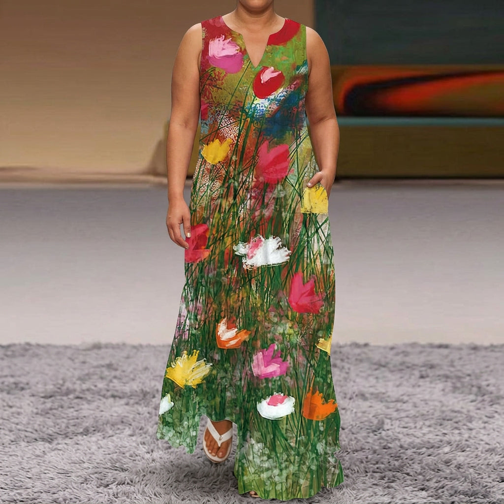 Faye | Sleeveless Floral Garden Maxi Dress