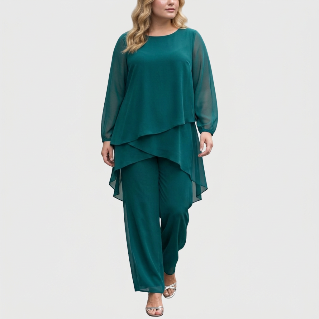 Isolde | Suit with draped palazzo pants