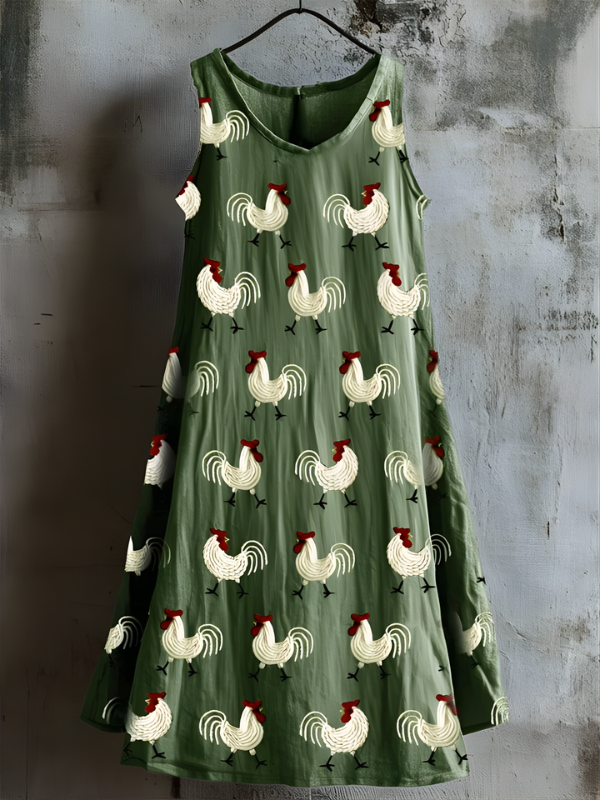 Dilys - Rustic Rooster Art Tank Dress