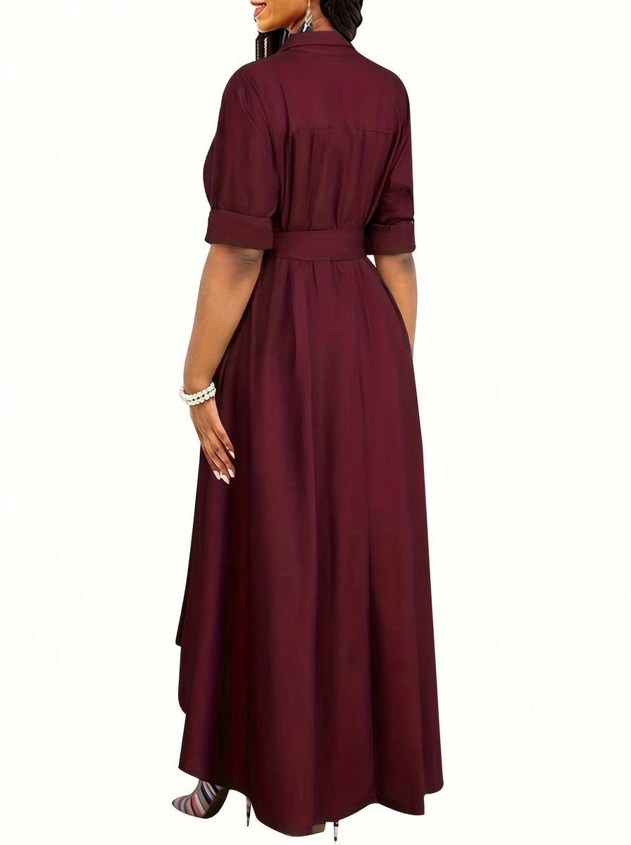 Clemence | Holiday Perfect Button-Front Maxi Dress